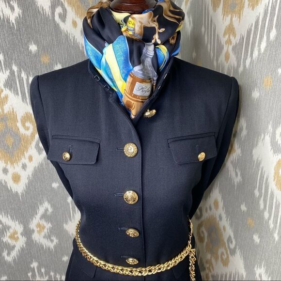 Ralph Lauren Black Worsted Wool Military Inspired Gold Crest Button Blazer - Picture 6 of 16